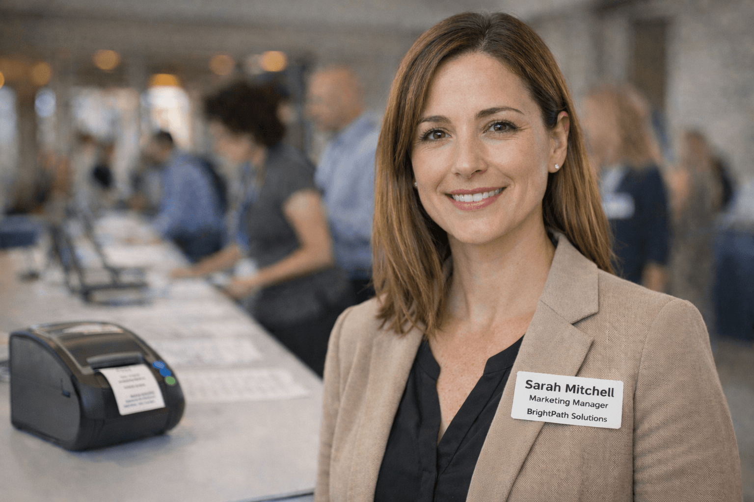 Professional event check-in with instant badge printing